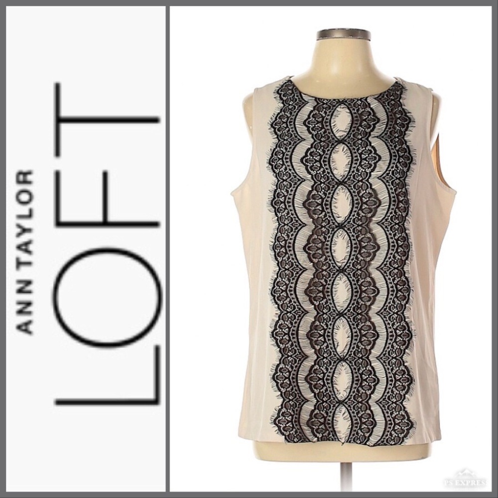 Ann Taylor Loft Blouse with Lace Size L